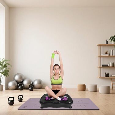 Вібраційна платформа LCD з Bluetooth та USB – Power Plate для фітнесу, для тренувань всього тіла, схуднення та нарощування м'язів, домашні тренування з пультом дистанційного керування (Чорний)