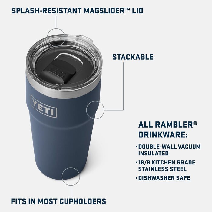 Термокружка YETI Rambler 591 мл з кришкою MagSlider, синя, сталева, для напоїв