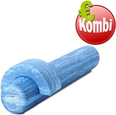 Поролоновий ролик SISSEL Pilates Soft з вирівнювачем для голови, Ø15x90 см, синій, для пілатесу та гімнастики