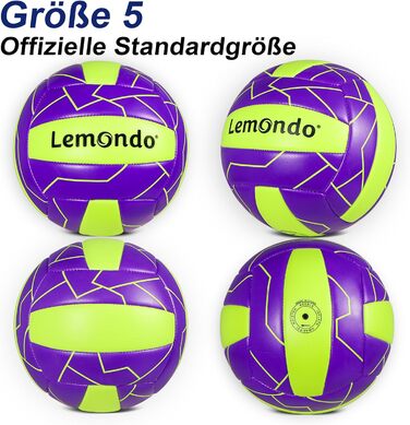 Волейбольний м'яч Lemondo Soft PU розмір 5 з помпою – вологостійкий, для пляжу, тренувань, залу та вулиці – комфортне зчеплення (з помпою)