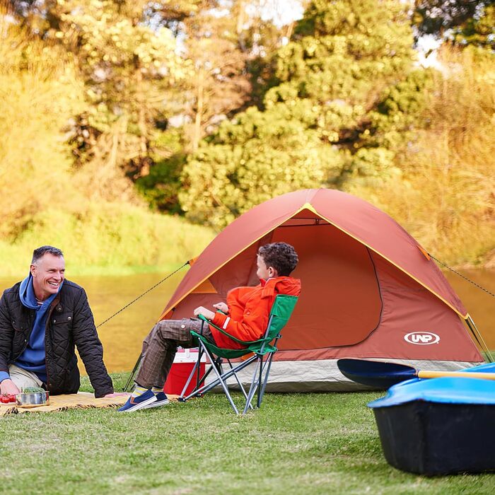 Намет кемпінговий Campingzelt купольний 2/3/4/6 місць, легкий, портативний для кемпінгу, пляжу, походів, сірий/червоний