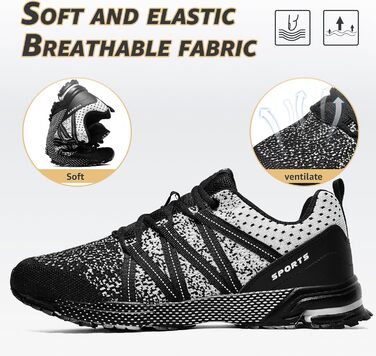 Кросівки ASHION для чоловіків: спортивні, для бігу, повсякденні, легкі, дихаючі, розмір 39 EU, білий/чорний