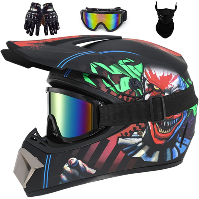 Дитячий мотоциклетний шолом Fullface для мотокросу MTB, ABS, з окулярами та рукавичками, для хлопчиків і дівчат, захисний шолом для мотокросу, Downhill, ATV