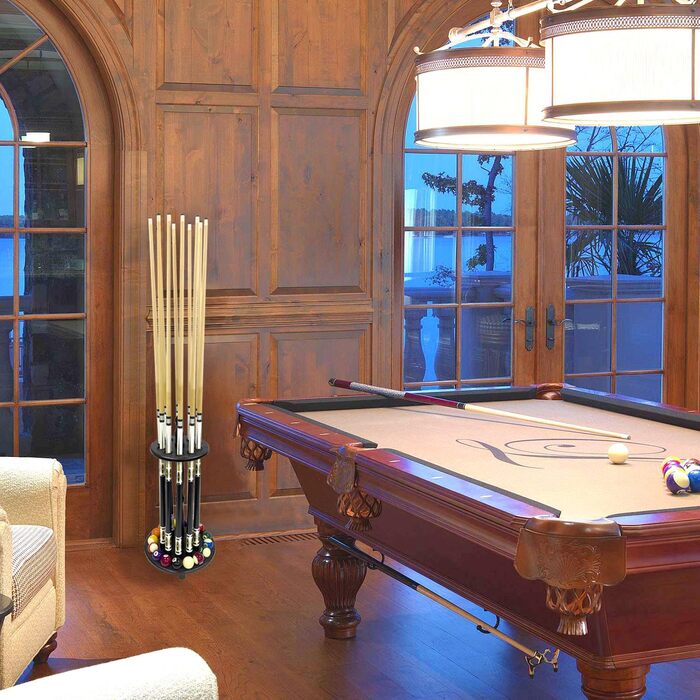 Тримач для більярду на 10 кийків, підлоговий, червоний (чорний)