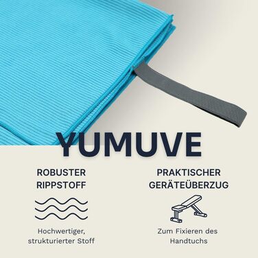 Рушник для фітнесу YUMUVE 125x50 см - спортивний рушник з покриттям для обладнання - неслизький & швидковисихаючий - мікрофібра, рифлена тканина - ідеально для спортзалу, тренажерного залу, йоги, тренувань - 5 кольорів (синій)