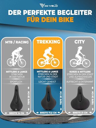 Велосипедне сідло MIVELO Comfort PRO з Memory Foam - дихаюче, для жінок та чоловіків, зручне та ергономічне. Ідеальне для комфортної їзди та трекінгу