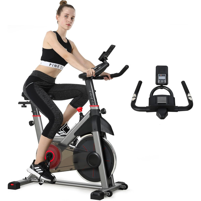 Велотренажер Heimtrainer S100 з регульованим опором, LED-дисплеєм, датчиком пульсу та тримачем для смартфона/планшета