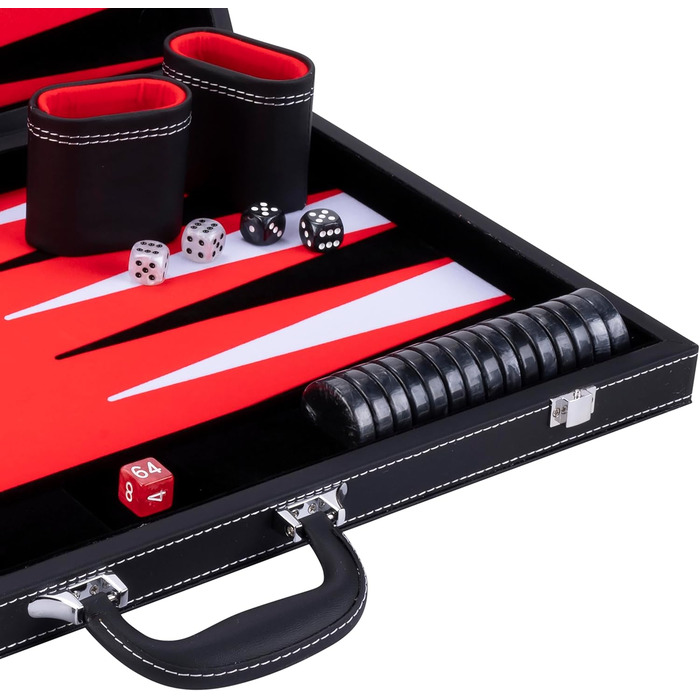 Набір для гри в нарди Engelhart Deluxe 54 см - високоякісні матеріали, нарди з кейсом, кубики та стаканчики