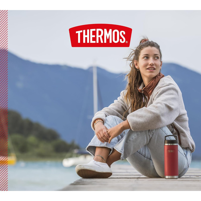 Термос-пляшка THERMOS ICON 710 мл, нержавіюча сталь, ізольована, для напоїв, червоний/ягідний мат, зберігає тепло 18 годин, холод 24 години, герметична, BPA-free, для води, спідмашинне миття