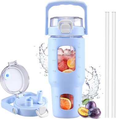 Скляна пляшка HYDRAGLAZIC 960 мл із соломинкою