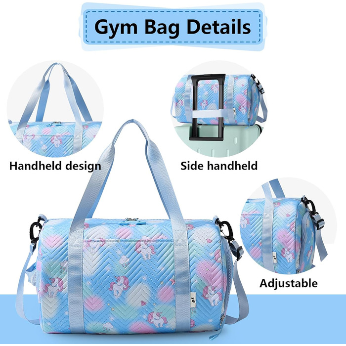 Спортивна сумка з єдинорогом, унісекс (блакитна)