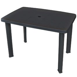Садовий стіл vidaXL 101x68x72 см, пластик, антрацит, вуличний стіл для балкона та саду з отвором для парасольки