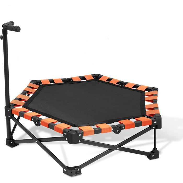Складаний батут для дому, 130 кг, чорний | Фітнес-батут для дітей та дорослих з регульованою ручкою