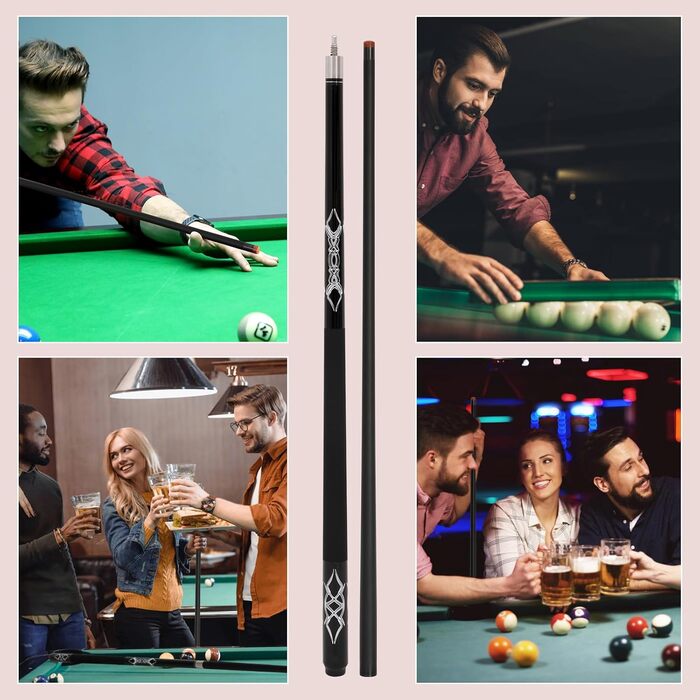 Більярдні кий Dysdensa: кий для більярдного столу з композитного матеріалу Fiberglas-Graphit, вага 510-595 г, довжина 147 см, білий (чорний, 2 шт.)