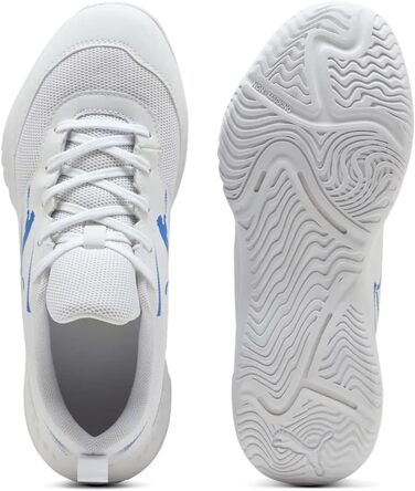 Дитячі унісекс кросівки PUMA Varion Li Jr для залу (Indoor Court Shoe), білі/блакитні, розмір 38 EU
