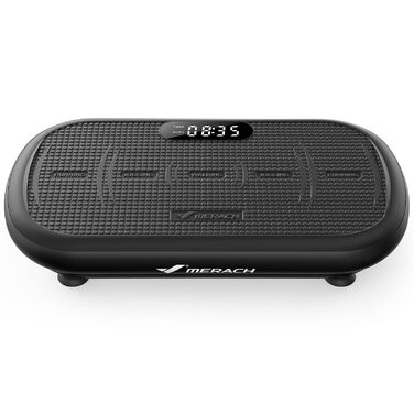 Віброплатформа MERACH для фітнесу та схуднення, 13 мм, до 200 кг, Bluetooth, чорна