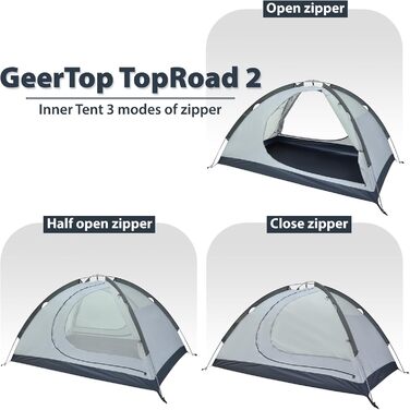 Намет GEERTOP для 2 осіб, куполоподібний, туристичний, водонепроникний, 4 сезони, для кемпінгу, походів, подорожей та альпінізму, синій