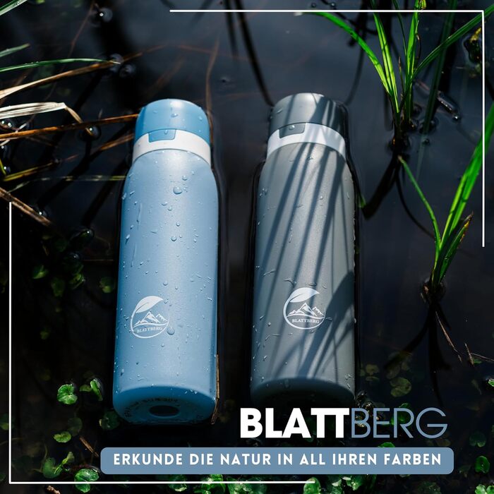 Пляшка-фільтр для води BLATTBERG 740 мл, нержавіюча сталь, 0,01 мкм, синя – захист від бактерій, вірусів, паразитів і важких металів