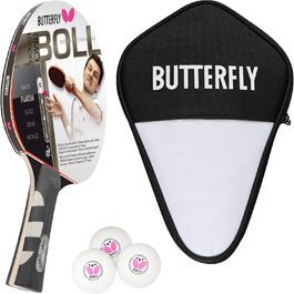 Butterfly Timo Boll Platin 85025 – професійна ракетка для настільного тенісу з кейсом і 3 м’ячами, ITTF сертифікат, анатомічна ручка, Pan Asia накладка, для досвідчених гравців