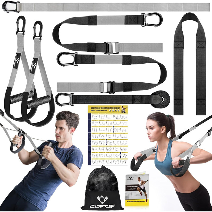 Шкіряний шлінг-тренер для комплексного тренування вдома, з великим ручним захватом та кріпленням для дверей, сумка для перенесення, інструкція.