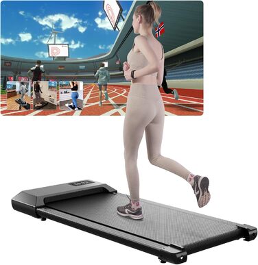 Доріжка для ходьби Lacuffy Raceable, тиха, для дому, до 136 кг, з LCD-дисплеєм і додатком, офісна бігова доріжка з тренуваннями та AI, 80 см, чорна