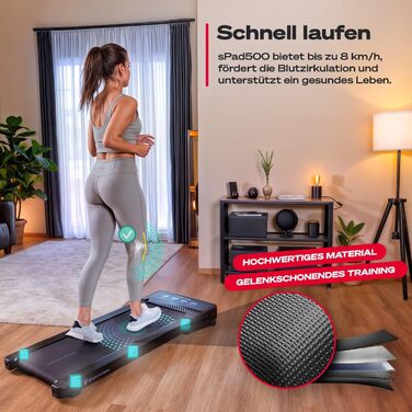 Sportstech Walking Pad: біговий килимок для дому та офісу, регулювання нахилу до 19%, LED-дисплей, компактний, тихий, з App, sPad500/1000