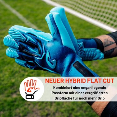 Воротарські рукавиці CATCH&KEEP Profi для дорослих, сині Rainy Blue 11 - преміум, максимальне зчеплення (Octopus Grip)