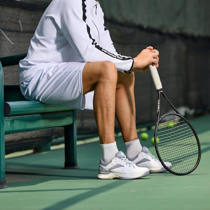 Тенісні кросівки FitVille для чоловіків (широкі) - білі/сірі. Дыхаючі кросівки для тенісу, бадмінтону, залу, фітнесу. 46 EU (широкі)