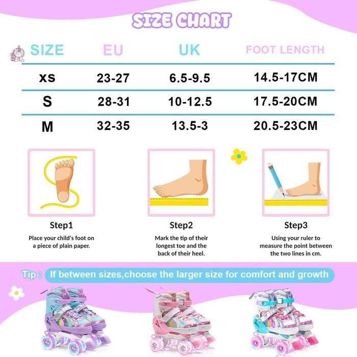 Дитячі ролики для катання, ролики для дівчаток та хлопчиків, регульовані, з LED, фіолетові, з сумкою для зберігання