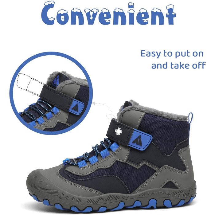 Дитячі зимові черевики Mishansha: теплі, водонепроникні, антиковзаючі, розмір 24-38, блакитні