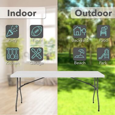 Складний садовий/кампінговий стіл MaxxGarden 180x70x74 см – білий, пластиковий, для дому та на вулицю