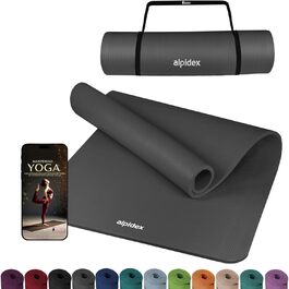Йога мат ALPIDEX Extra Dick 1,5 см: килимок для йоги, фітнесу, пілатесу, гімнастики, HIIT, фізіотерапії. Нековзний, без фталатів, 3 розміри + E-Book
