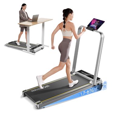 Лягувальне бігове полотно YPOO з регулюванням нахилу, 140 кг, тихе для дому/офісу, швидкість 0.8-8 км/год, з LED-дисплеєм, пультом та APP