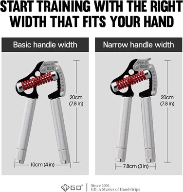 Регульований еспандер для рук GD Grip, зміцнювач кисті (55–176 фунтів, сталева пружина 80)