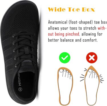 Босі кросівки Hitmars для чоловіків та жінок, кросівки з розділенням пальців, фітнес-кросівки, трейлранні кросівки, чорні, розмір 40