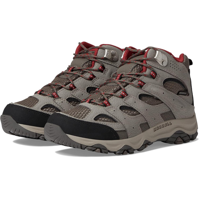 Черевики для ходьби Merrell Moab 3 Mid Wtrpf для хлопчиків (12 Wide Big Kid, Boulder Rot)