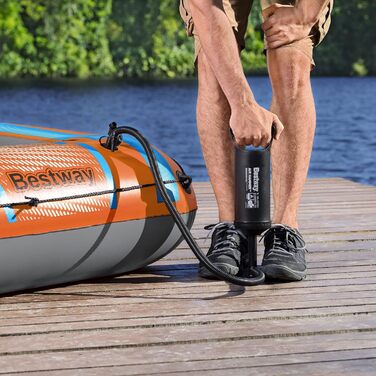Надувний човен Bestway Kondor 3000 для 3 осіб, комплект із веслами та ручним/ножним насосом, міцні ручки, герметичні клапани, 2,46 x 1,22 м