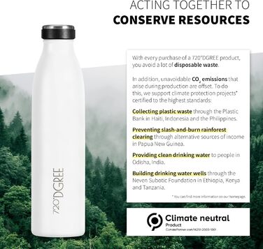 Дитяча термос пляшка з нержавіючої сталі 720°DGREE milkyBottle 350 мл, біла, BPA-free, для газованої води, школи та спорту