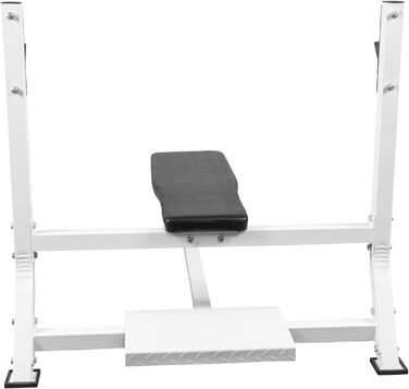 Лавка для жиму GORILLA SPORTS з тримачем для гантелей, 143x110x103 см, до 250 кг, біла — тренувальна фітнес-лавка для дому та спортзалу
