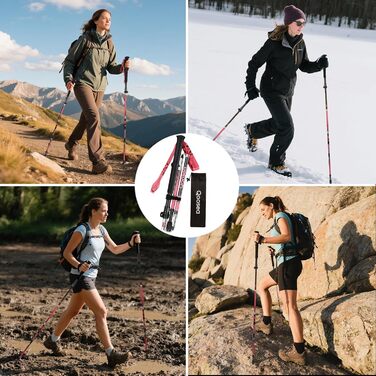 Телескопічна палиця для скандинавської ходьби Qoosea (110-125 см), карбонова складана трекінгова палиця для гікінгу та гірських лиж, синя