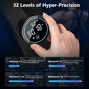 Гребний тренажер DMASUN для дому, [Нова модель 2026] з магнітною системою, покращені рейки подвійного ходу, тиха робота, 16/32 рівні опору, LCD-дисплей, до 160 кг, чорний