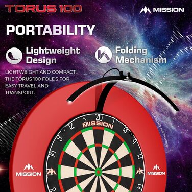 Світлодіодна система освітлення для дартсу Mission Darts TOR100 Torus 100, портативна, складна, чорна, піскоструминна обробка