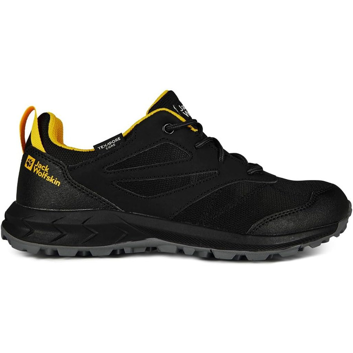 Черевики туристичні Jack Wolfskin Woodland Texapore Low для дітей, 33 EU, чорний/жовтий