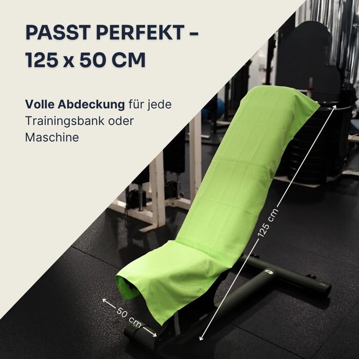 Рушник для фітнесу YUMUVE 125x50 см - спортивний рушник з покриттям для обладнання - нековзний & швидковисихаючий - мікрофібра рифленої структури - ідеально для спортзалу, тренажерного залу, йоги, тренувань - 5 кольорів (зелений)