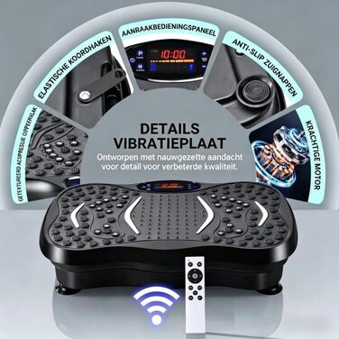 Віброплатформа для тренувань з Bluetooth та магнітною акупресурою, 120 рівнів інтенсивності