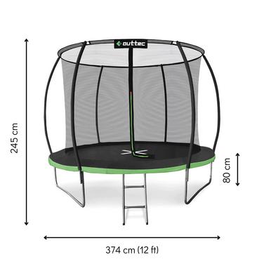 Батут Outtec Premium 12ft (374см) чорно-зелений з внутрішньою сіткою
