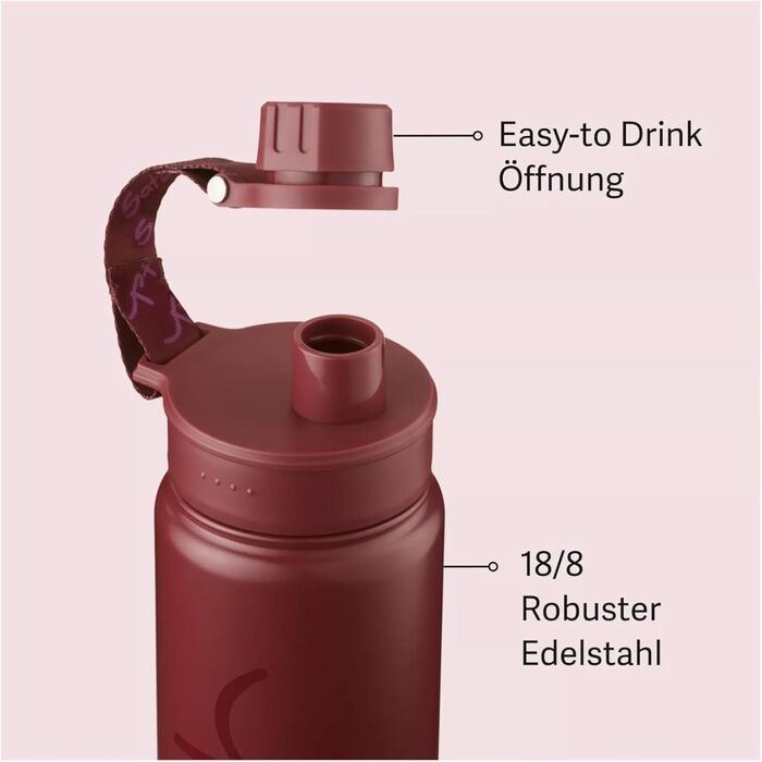 Пляшка для води satch з нержавіючої сталі 0,5 л, BPA-free, герметична, підходить для газованої води, гарячих і холодних напоїв, Black Graffiti - червона