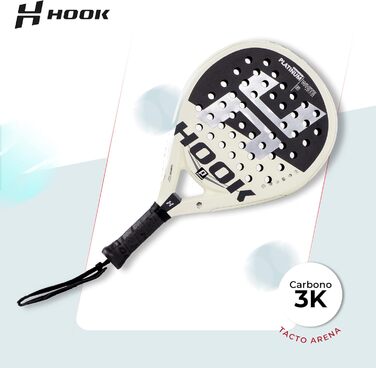 Падель ракетка Hook Platinum White Art для унісекс, 355/365 г, 100% карбон, контроль, EVA, середній баланс, Sand-Touch, кругла
