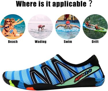 Водні черевики для жінок та чоловіків Tolaler: товсті, неслизькі, швидковисихаючі, міцні та довговічні для пляжу, подорожей, плавання (36 EU, A 01)