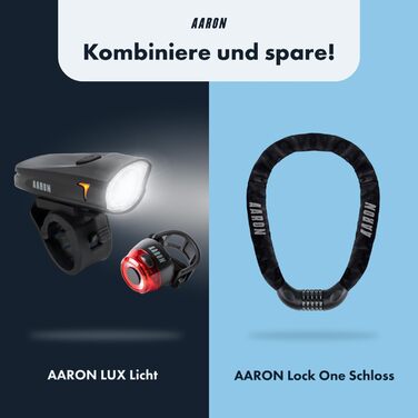 Велосипедні ліхтарі AARON 50 LUX: комплект для міських поїздок та електровелосипедів, сертифіковано StVZO, USB-зарядка, водонепроникні. Комплект освітлення для велосипеда (передній + задній)